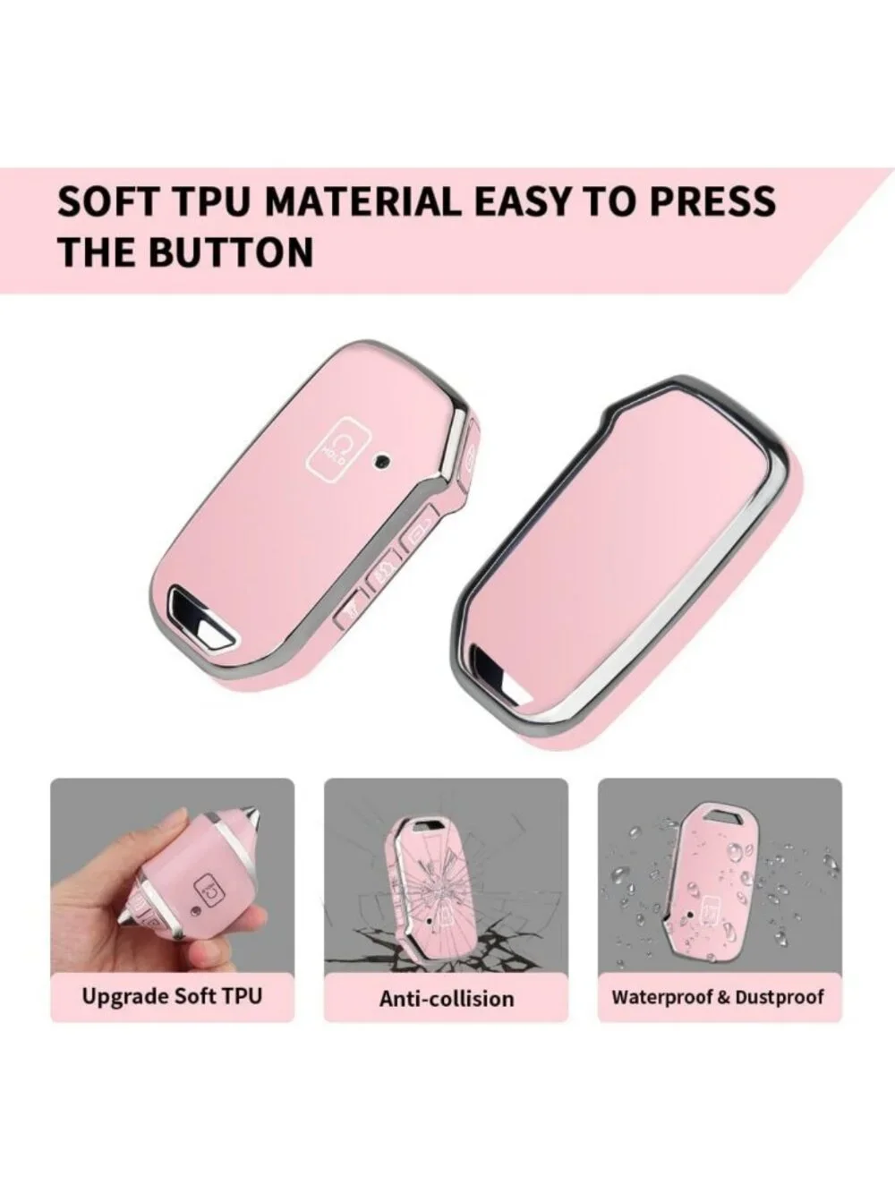 Stylish Key Fob Cover with Keychain - Durable Car Key Case for Kia Models